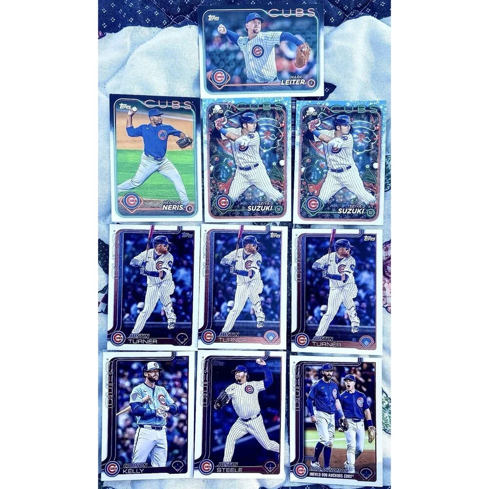 Chicago Cubs 10 Card Lot Seiya Suzuki Holiday x2 Justin Turner x3 Steele Leiter